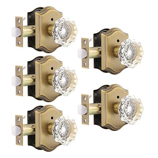 Gobrico Antique Brass Door Locksets with Crystal Knobs