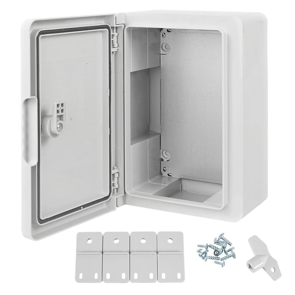 Armario de Distribución para Pared con Placa de Montaje Galvanizada, Caja Industrial de Control Vacía de Plástico ABS con Puerta Protección IP65, tamaño 200x300x130