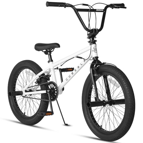 cubsala Freestyle BMX Bike, 20 Inch Kids Bicycle for 7-13 Years Old Kids and Beginner Level Rider, White