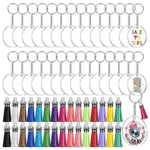 Audab Acrylic Keychain Blanks Kit - 120pcs Including Clear Acrylic Blanks, Keychain…