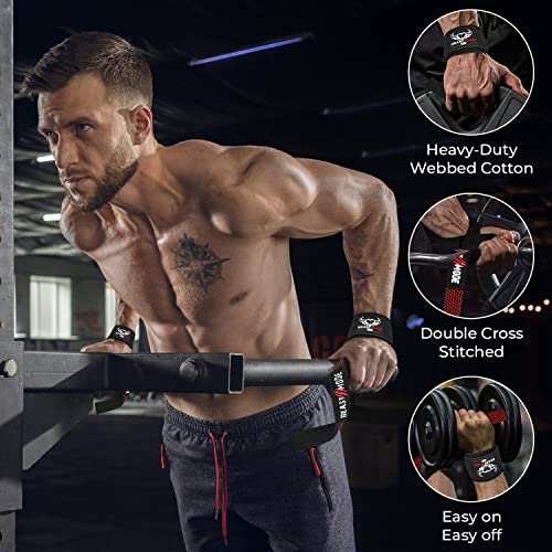Beast Rage Wrist Straps For Weightlifting With Silicone Grip Training, Lifting Straps Anti Slip 4Mm Thick Support - Deadlifting Wrist Wraps Exercise Men Women Olympic Lifts Heavy Weight Squats Workout #TOP2