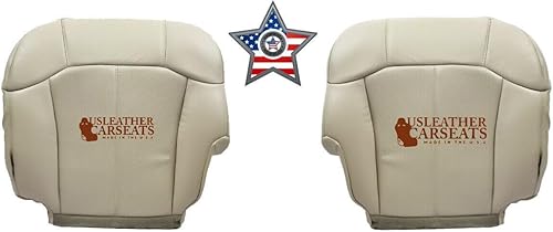 Fundas de asiento de cuero Perf para conductor y pasajero (compatibles con Cadillac Escalade 2002) Shale