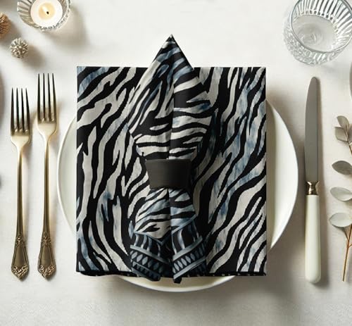 Vargottam Luxury Cotton Twill Napkins - Set of 12, 20-Inch Animal Skin Design, Premium Thick Cloth Napkins for Elegant Dining & Special Occasions - Soft, Absorbent & Machine Washable
