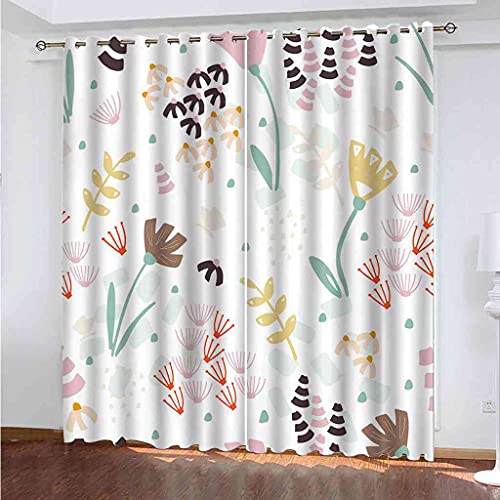 STWSXQ Rideau Thermique Isolant Anti Froid 3D Plante Abstraite Motif Rideaux occultants à Oeillets 85x160cm(L x H) Rideau Salon Lot de 2 Décoration de Fenêtre pour Chambre Enfant Cover