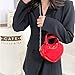 Girls Novelty Heart-Shaped Purse Chain Purse Zipper Closure Tote Handbag Shoulder Crossbody Bags Travel Wallet (Red)