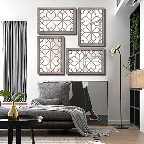 Wocred Set Of 2 Rectangular Wall Mirror,Gorgeous Rustic Farmhouse Accent Mirror,Barn Wood Color Entry Mirror For Bathroom Renovation,Bedrooms,Living Rooms And More(11”X15”) #TOP4