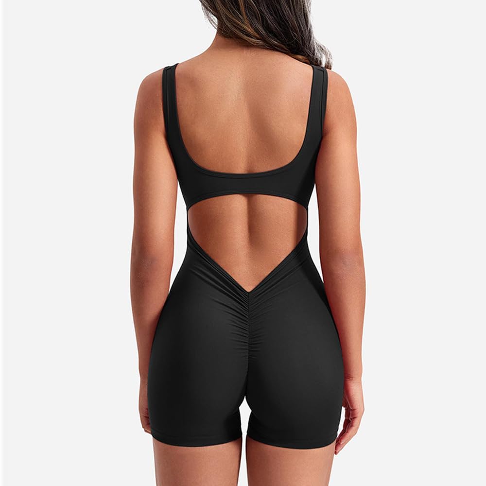 Mono Mujer Verano Corto Sin Manga Jumpsuit Mujer Deportivo con Cuello en U Sexy Jumpsuit Casual Elegante para Push-up Jogging Fitness Yoga Ejercicio