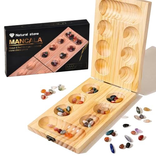 ZUNIPLEX Mancala Board Game Kalaha Board Game Folding Wooden Board