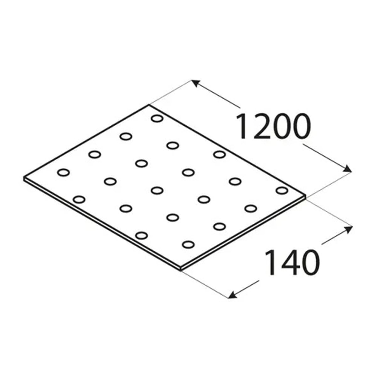 140mm x 1200mm Galvanised Perforated Flat Plate Connector Joining Plates Metal Brace Brackets for Wood 2mm Thick Steel PP96 (Pack of 1) L03-06ABC - Image 2