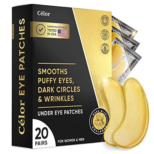 Under Eye Patches (20 Pairs) - Golden Under Eye Mask Amino Acid & Collagen, Under Eye Mask for Face, Dark Circles and Puffiness, Beauty & Personal Care