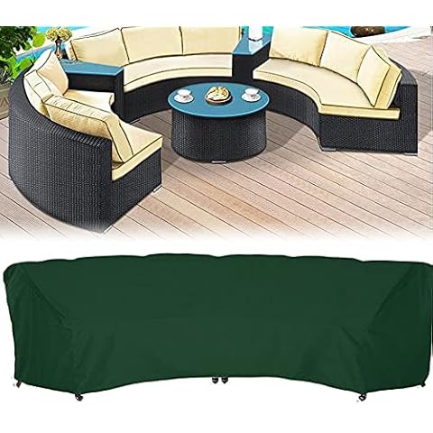 Bicherub Garden Curved Sofa Cover Furniture Cover Outdoor Curved Sofa Covers Waterproof Outdoor Furniture Cover for Patio Half-Moon Couch sets 228x116x86cm Green Cover