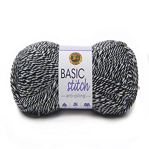 Lion Brand Yarn 202-600 Basic Stitch Anti Pilling Yarn, Black/White (202-600)