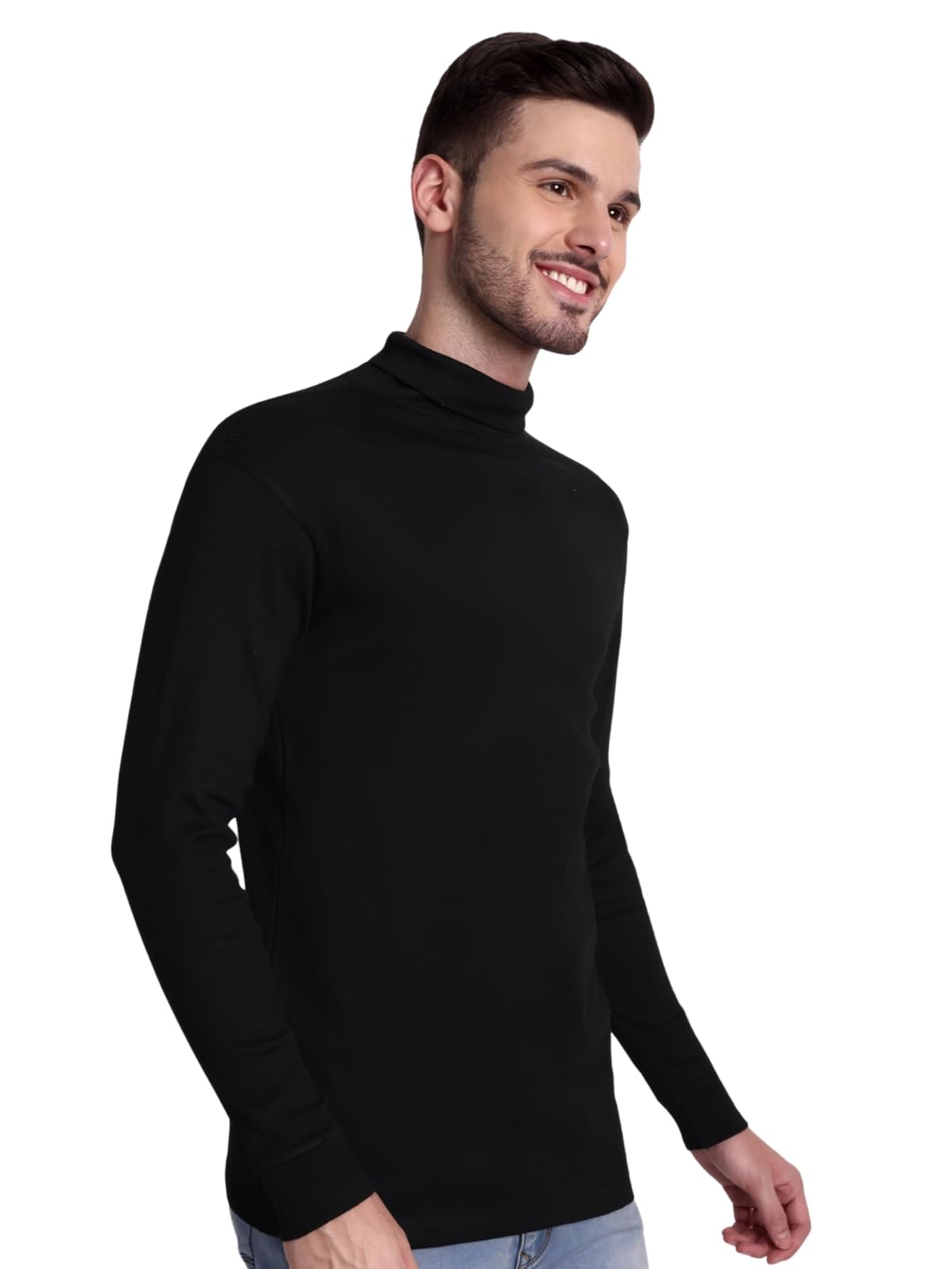 Men's Turtleneck Full Sleeve Wool Blend Solid Sweater for Winter-picture-18