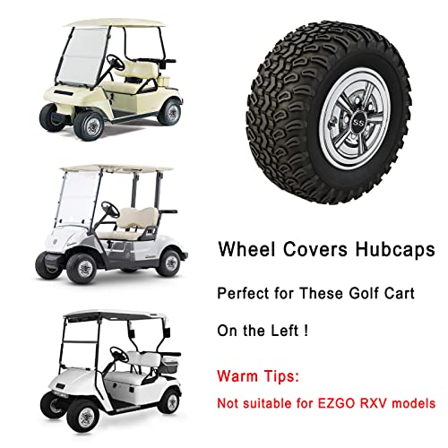Nokins Premium Golf Cart Hubcaps, 8 Inch Ss Chrome Golf Cart Hub Caps Set Of 4, Golf Cart Accessories Shiny Wheel Covers Hubcaps For Yamaha, Ezgo, Club Car Golf Carts（Silver） #TOP1