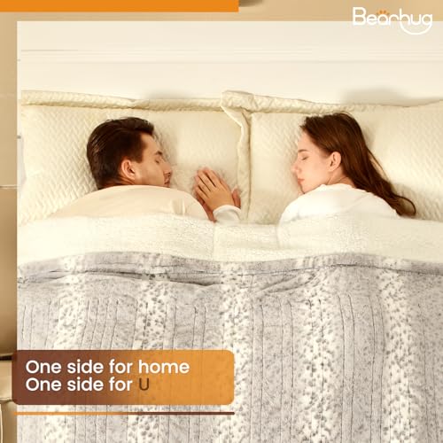 Bearhug Electric Blanket Heated Blanket Full Size 77"x 84" Warm Heating Blanket Gift Reversible Faux Fur & Sherpa 10 Heating Levels & 1-12H Auto Off, Machine Washable, Over-Heat Protect, ETL Certified