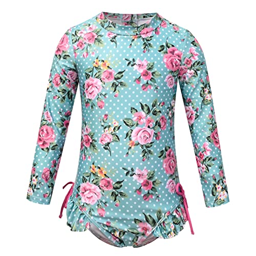 Little Girls Rash Guard Long Sleeve One Piece Swimsuits Kids Back Zipper Tropical Floral Bathing Suits Upf 50+ Uv Sun Protection Size 6 7 #TOP26