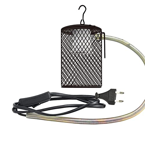 QIODAZOO Support de Lampe, Chauffante en Céramique pour Reptile avec Crochet Suspendu, en Treillis Métallique avec Support de Protection Anti-brûlure, pour Reptiles Lampe
