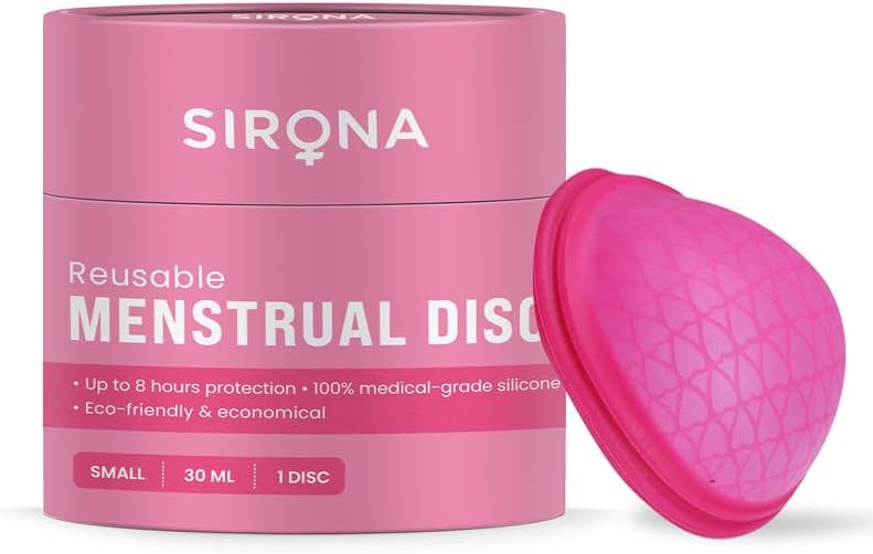 Sirona Reusable Menstrual Cup Disc for Women - Small | Made with 100% Medical Grade Silicone | Odour, Rash & Itch-Free Period | Leak-Proof Protection for 8-10 Hours | Non Toxic & Phthalate Free