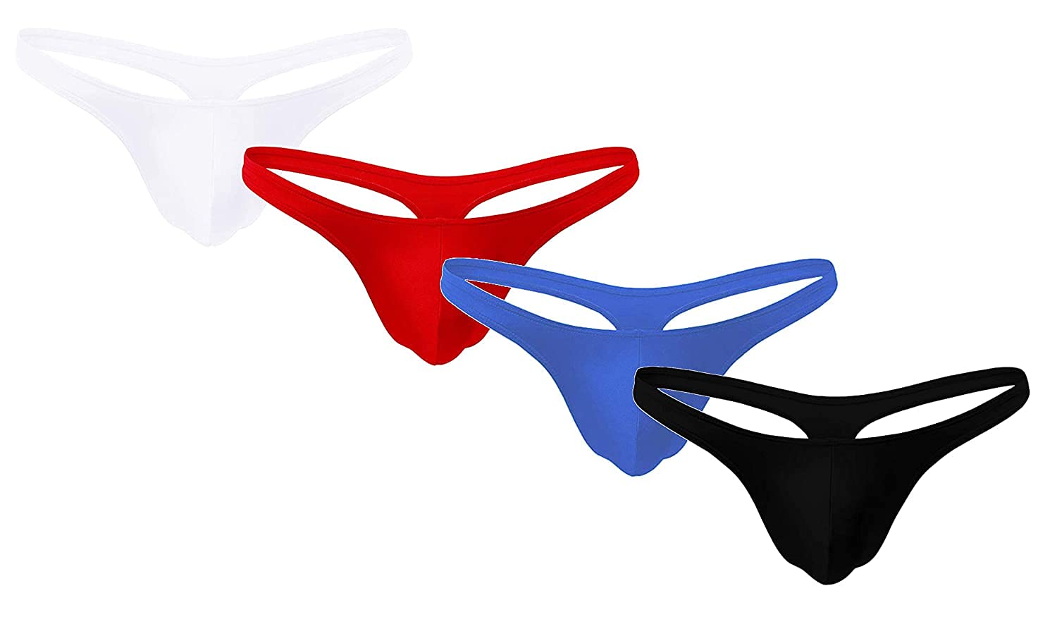 Men's Polyester Spandex G-String Y-Cut Thong Combo of 4 Pieces (Free Size, White, Red, Black, Blue)-picture-41
