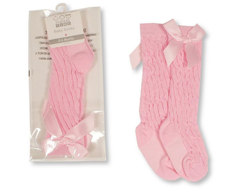 Gum & Berries Baby Infant Socks Knee High With Bow 6-12 Months Babies Infant Pink, Pink, us 6-12m