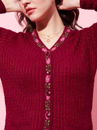 Image of Modeve Women V Neck Ethnic Sweater for Winter||Winterwear||