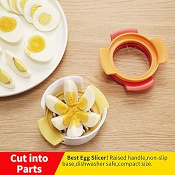 3 in 1 Egg Slicer for Hard Boiled Eggs, Dishwasher Safe Egg Cutter-Durable 430 Stainless Steel Wires, Easy to Clean, Time-Saving (White)