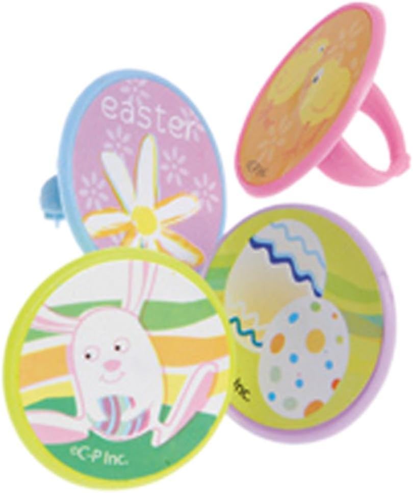 U.S. Toy Adjustable Easter Sticker Rings-48 Pieces