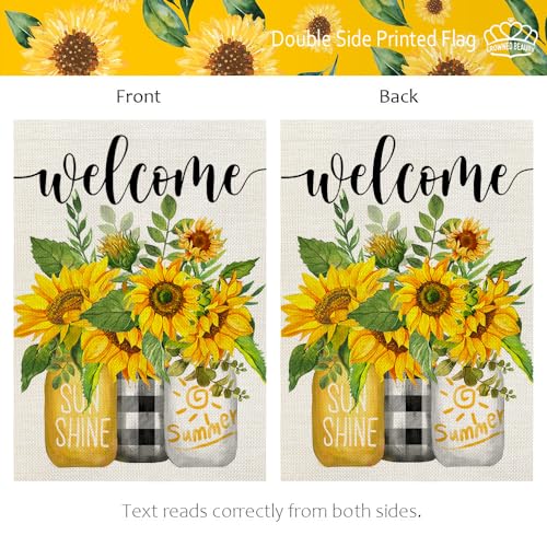 Crowned Beauty CF808-12 Summer Garden Flag Mason Jar Sunflower 12X18 Inch Double Sided thumb #4