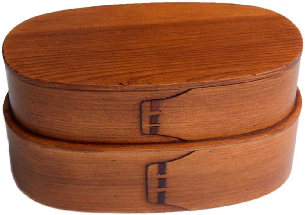 Scatole per Il Pranzo Contenitori per Il Pranzo in Legno Quadrati Naturali Tradizionali Vintage Contenitori per Bento in Legno per Adulti da Uomo da Donna con Cinghie