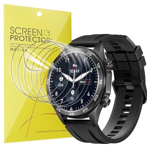 Lamshaw 6 Piezas Protector de pantalla para MEGALITH Reloj Inteligente ‎K62-1,43 Pulgadas Protectora Película,Película HD Suave TPU láminas Protectora,Anti-Arañazos,Sin Burbujas (6Piezas)