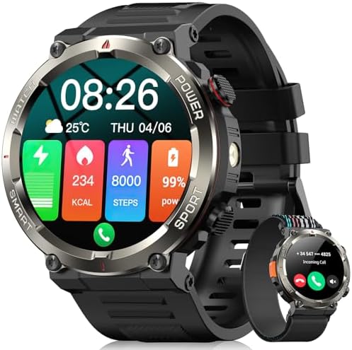 Smartwatch Militar Masculino,Relógio Inteligente com Chamadas,Tel...