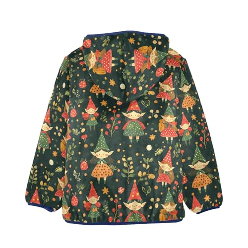 Forest Elves and Leaves Girls Fleece Jacket Girls Fall Jacket Boys Coats Zip Up Hoodie Children Sherpa Warm Outerwear 2-10T2