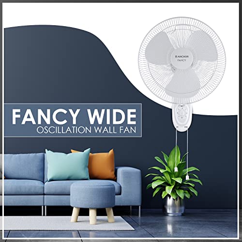 Image of Anchor By Panasonic Fancy Wide 400mm High Speed Wall Fan for Home and Kitchen (White, 14146WH)