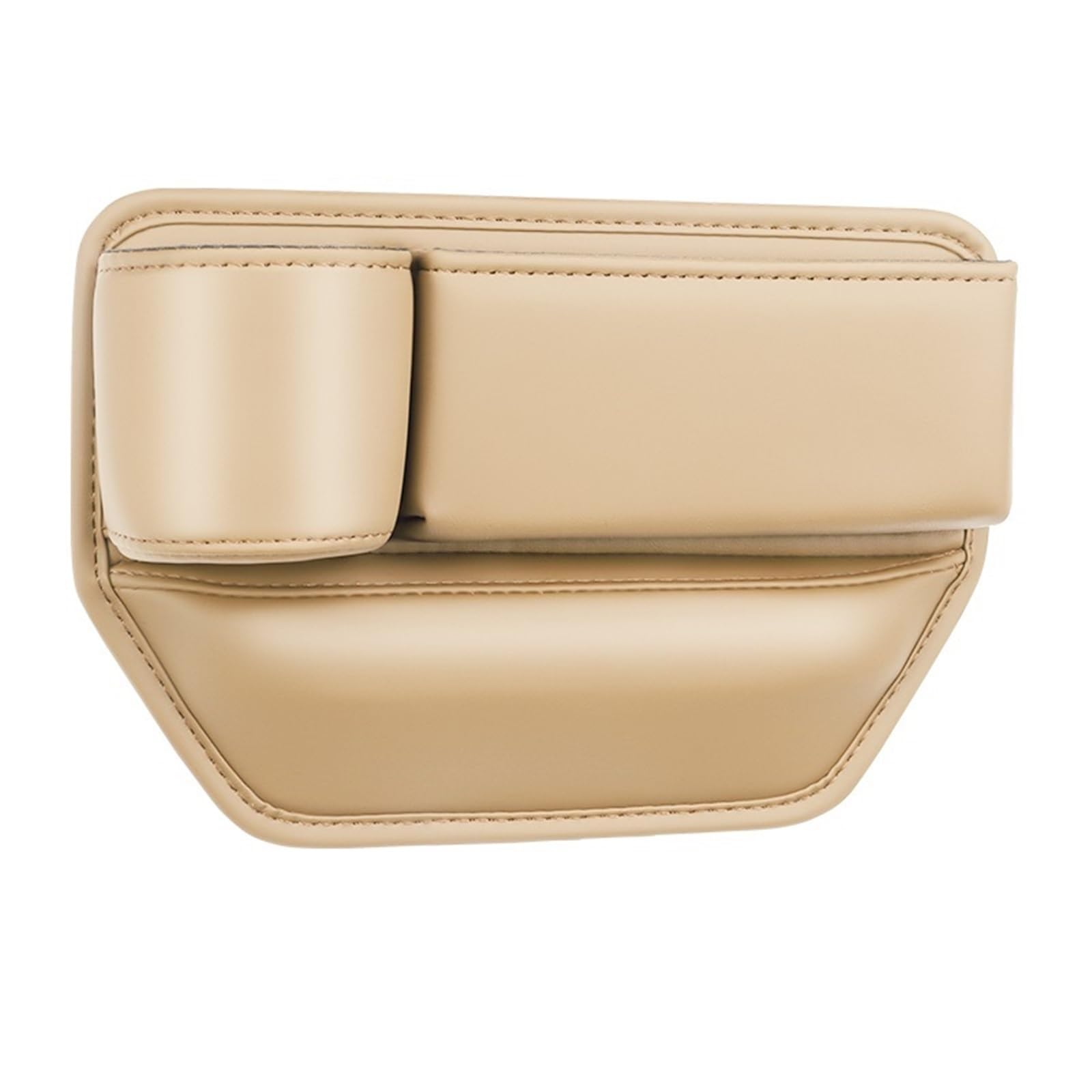DASJKDI Leather Car Seat Gap Organizer Multifunction Console Crevice Filler Side Storage Box With Cup Holder for car(Beige-Left)