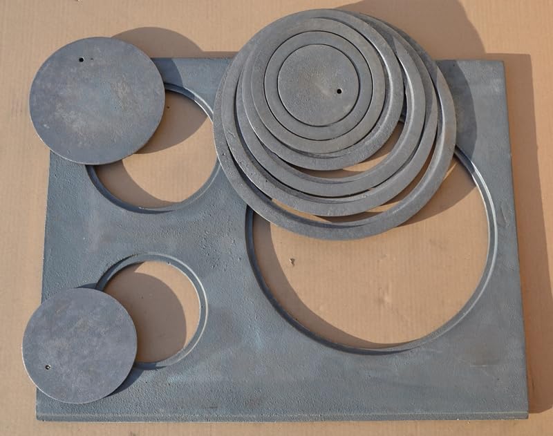 SEZAM Placa de fundición para horno con 3 agujeros, 68 x 52 cm, placa de carbón de hierro fundido gris