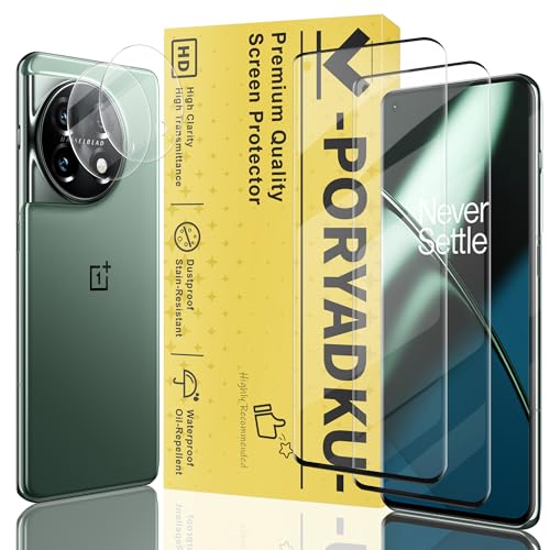 V-PORYADKU 2 Pack for OnePlus 11 Screen Protector (6.7 inches) + 2 Pack Camera Lens Protector 9H Tempered Glass Anti-Scratch Fingerprint Unlock HD Clear Case Friendly