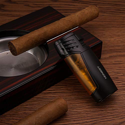 PROMISE by HONEST stormaansteker gasaansteker sigarenaansteker 3 jet flame gas hervulbaar met sigarenboor (Zwart) - Image 5