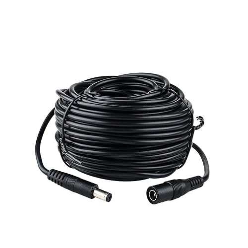 DC Power Adapter Extension Cable 60 feet 2.1mm x 5.5mm 12V Compatible for 12V DC Power Adapter,LED,CCTV Camera,Security WiFi Camera,DVR