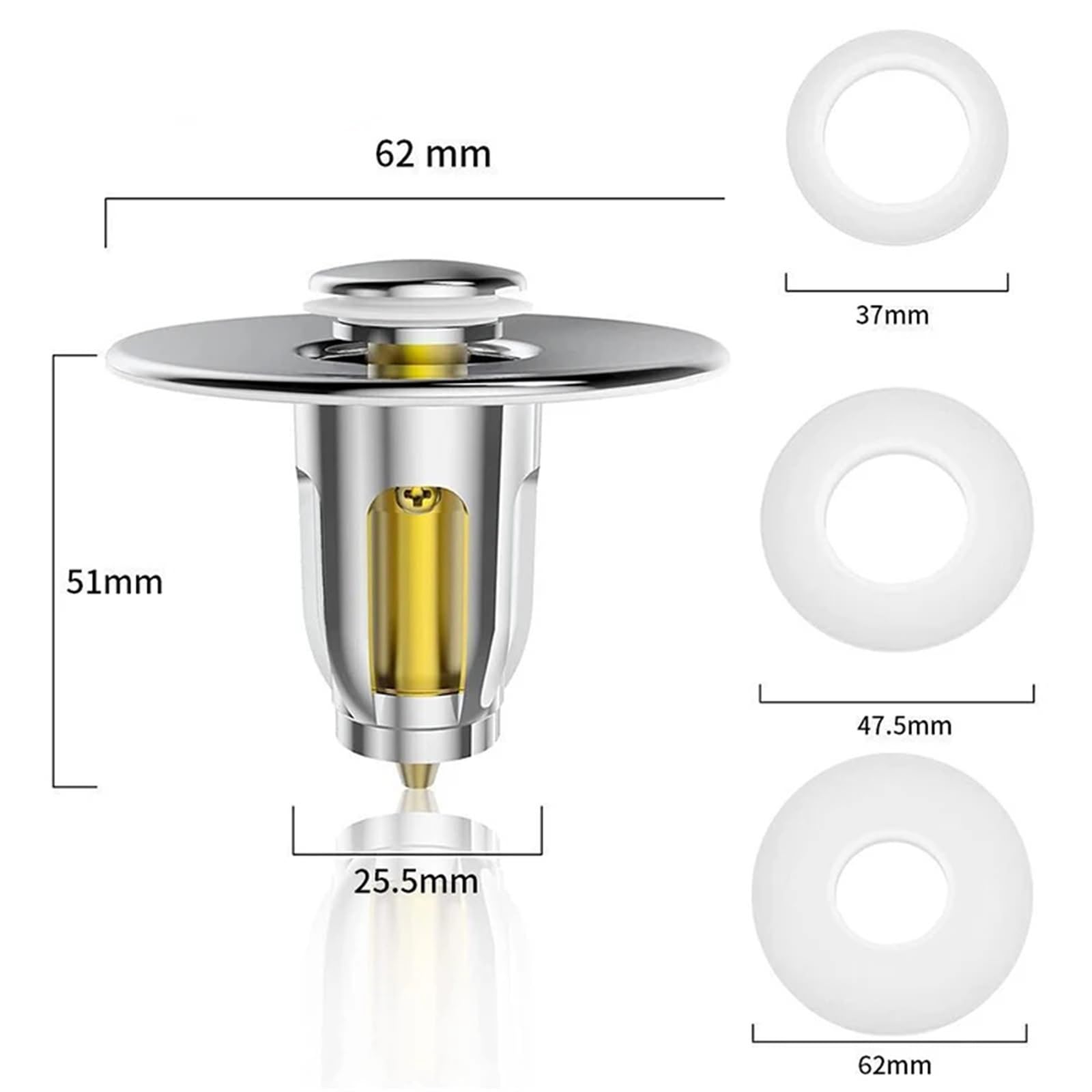 uniwersalny odpływ do zlewu, Filtr spustowy typu push-up ze stali nierdzewnej Bounce Core(4.3cm Suitable For28 40mm)