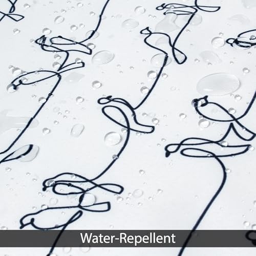 Image of Encasa XO Polyester Bathroom Shower Opaque Solid Curtain 6 ft with 10 Hooks Mould Proof & Mildew Resistant Waterproof Easy Installation Quick-Drying Curtains 140x183 cm (56x72 in) - Blackbirds