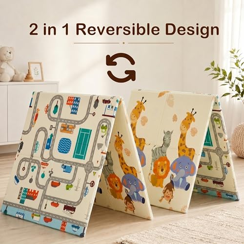 Image of StarAndDaisy Baby Mats for Floor /Play Mat for Babies, Infants & Toddlers with Double Sided Water Proof /Baby Play Mat for Kids Playing 20MM Reversible & Foldable Design -Jungle