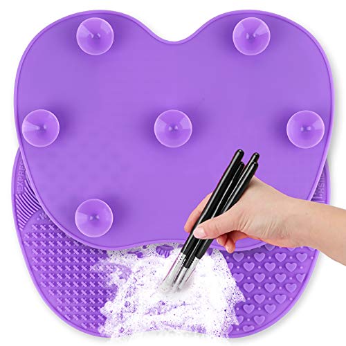 Ranphykx Silicon Makeup Brush Cleaning Mat Makeup Brush Cleaner Pad Cosmetic Brush Cleaning Mat Portable Washing Tool Scrubber with Suction Cup