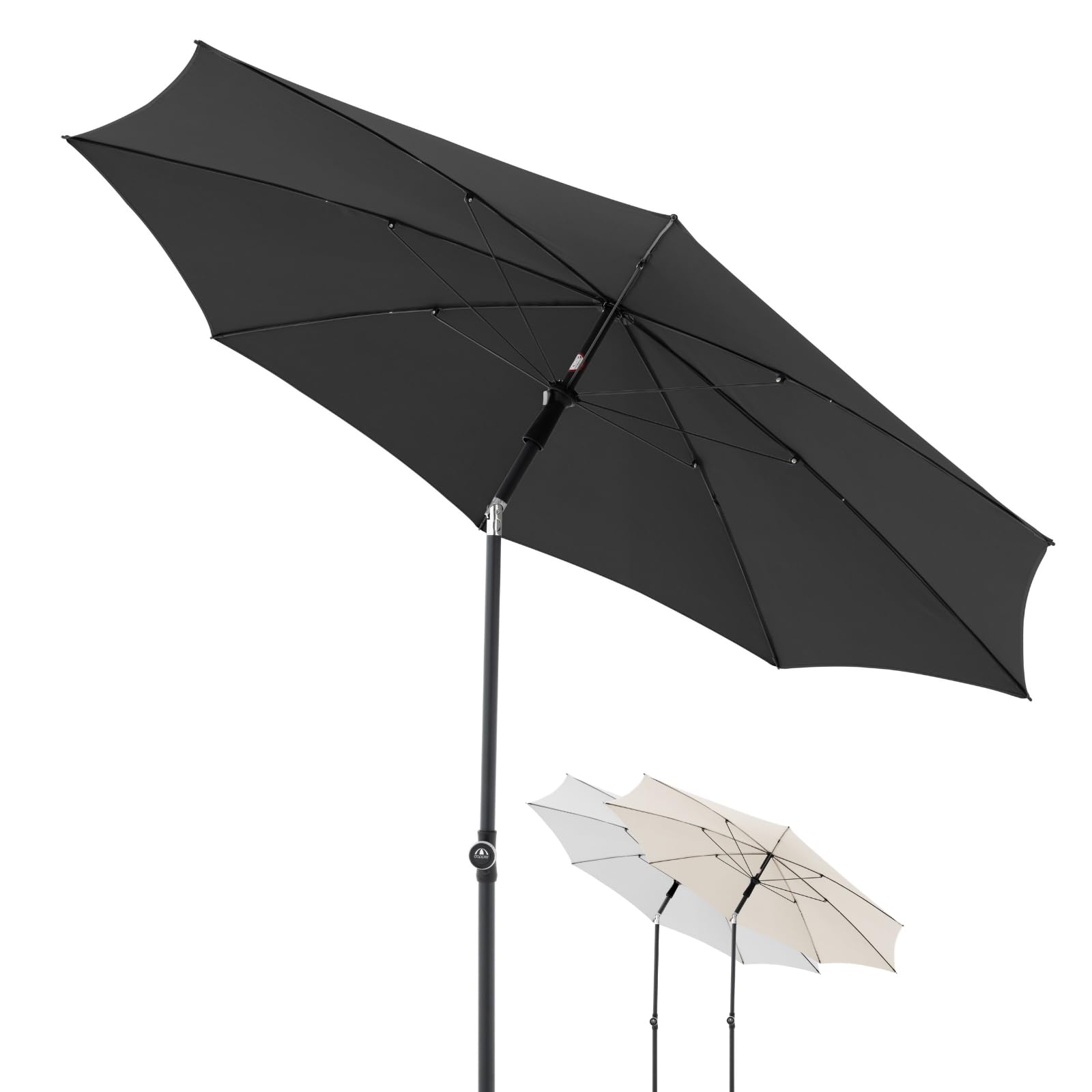 Doppler Parasole Rethink I 200 cm in antracite I rotondo inclinabile per balcone e terrazza I sostenibile I con apertura a mano I Con copertura