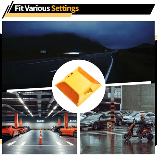 Image of 30 Pcs Road Reflectors, Reflective Street Pavement Markers, 3.7x3.7 inch Driveway Asphalt Stud Markers, Road Driveway Reflectors for Speed Bumps, Highways, Pedestrian Crossings (Yellow)