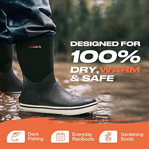 HISEA Men's Rubber Rain Boots Waterproof Garden Fishing Outdoor Deck Boots2