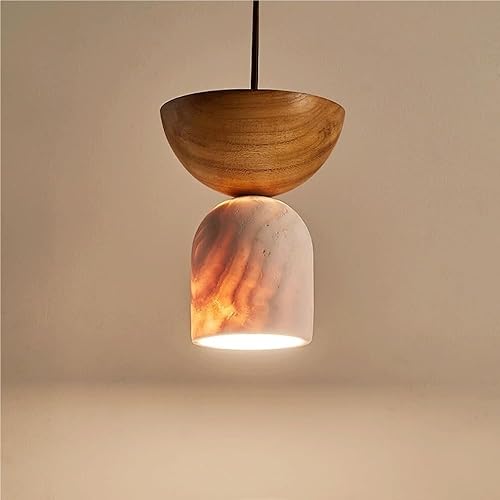 Miniatura 3 de Dining Room Pendant Lights Fixtures Modern Cylinder Yellow Travertine Chandeliers Japanese Style Vintage Solid Wood Hanging Lamp for Kitchen Island