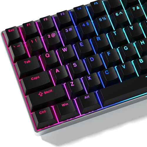 Image of Womier Black Keycaps for Mechanical Keyboard, Shine Through Key caps | PBT Custom Keycap Doubleshot, Universal Compatiability for 60 75 100 Percent Cherry Gateron MX Switches Keyboard, Black