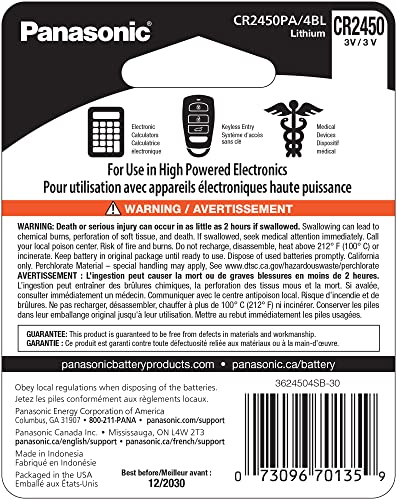 Baterías Panasonic CR2450 3V Litio Paquete 4 Unidades miniatura 2