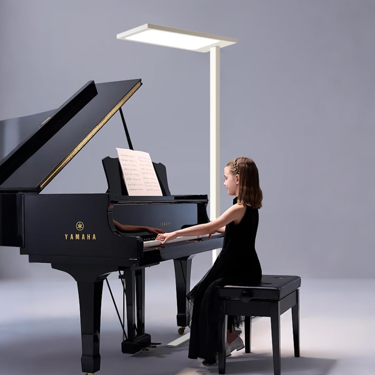 71" Tall Floor Lamp for Studying,Reading Lamp, 5000K Natural Light Full Spectrum Eye-Caring LED Floor Lamp – Plug-in Standing Light for Bedroom, Office, Classroom (18” Wide, 47” Cord, Acrylic & Iron)