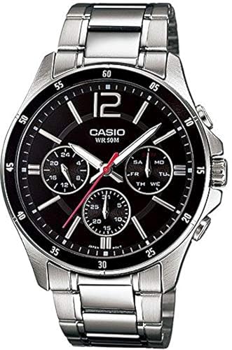 Casio Enticer MTP-1374D-1AV MTP-1374D-1AVDF Montre analogique en Acier Inoxydable pour Homme, Multicolore, Décontracté